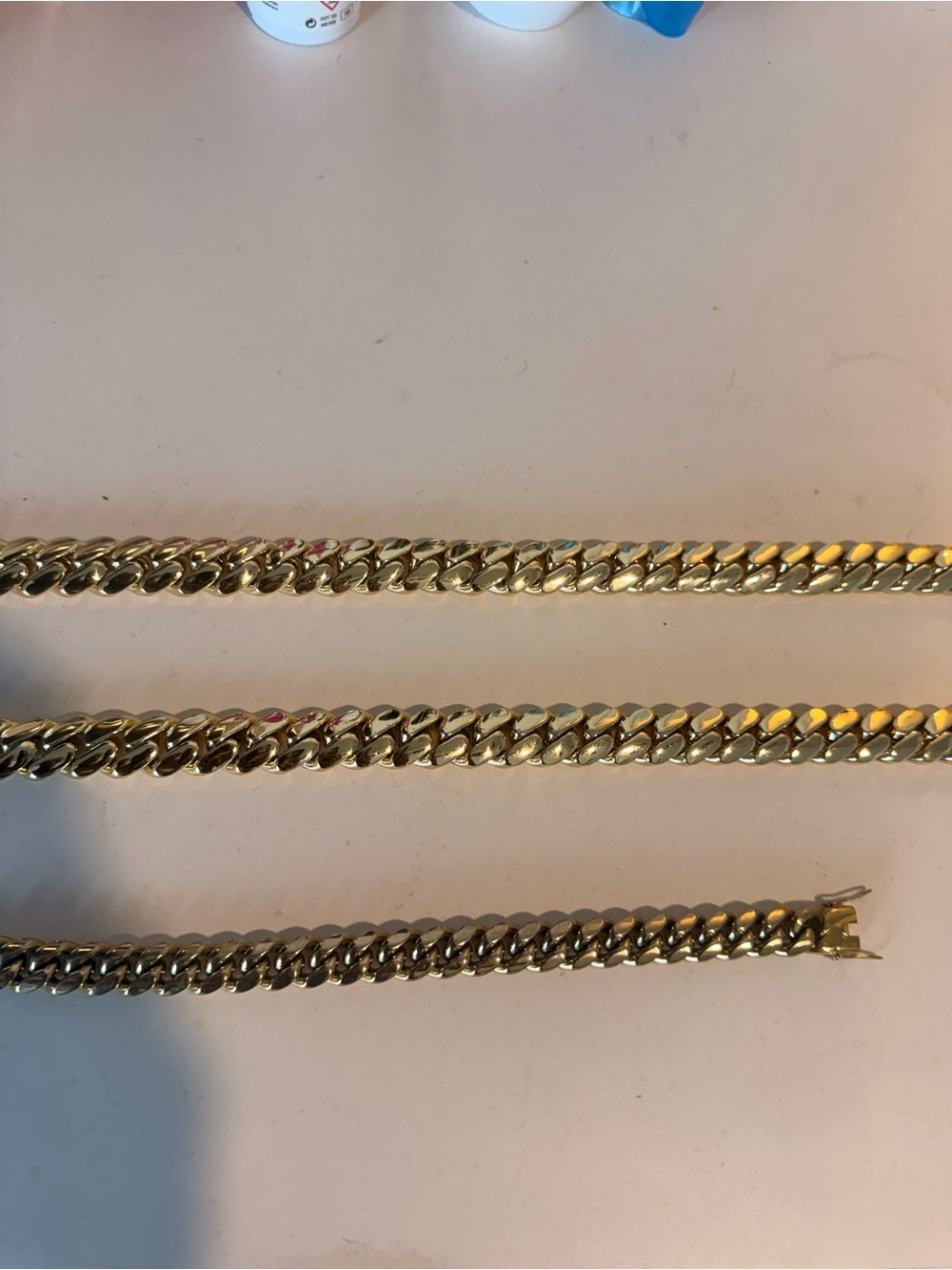 Gold Tone Cuban Link Chain Necklace - Chunky Curb Chain $200 ea wrist $50